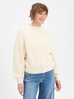 american vintage Damski sweter z dzianiny z zawartością alpaki - East Kobiety dzianina grubo tkana biały marmurkowy,