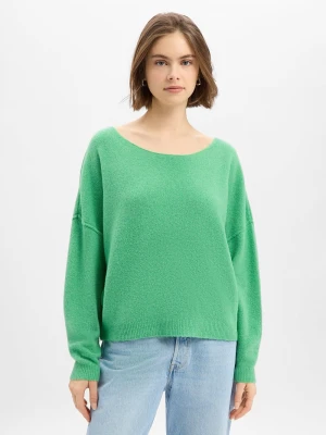 american vintage Damski sweter z dzianiny z zawartością wełny - Damsville Kobiety zielony jednolity, XS/S