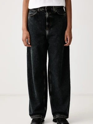American Vintage jeansy wide leg damskie granatowy