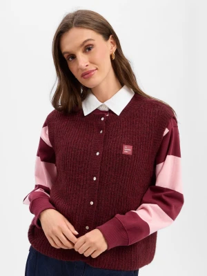 american vintage kamizelka z dzianiny z alpaki i lnu Kobiety Sztuczne włókno czerwony