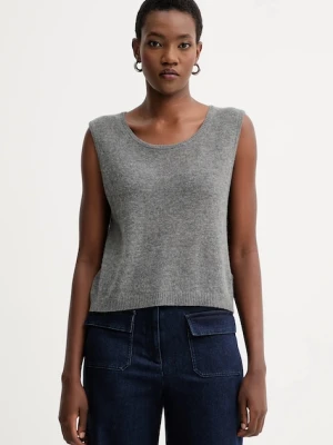 American Vintage kamizelka z wełną damski kolor szary lekki DUM18B