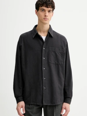 American Vintage koszula bawełniana męska kolor szary relaxed z kołnierzykiem klasycznym MENY06A