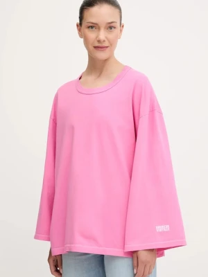 American Vintage longsleeve bawełniany damski kolor różowy FIZ02J