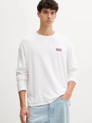 American Vintage longsleeve bawełniany kolor biały z nadrukiem MYKO02B