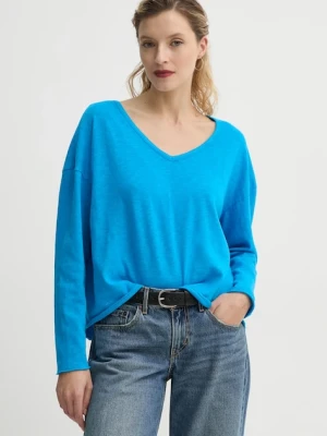 American Vintage longsleeve bawełniany kolor turkusowy SON02GGE25