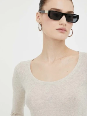 American Vintage longsleeve bawełniany T-SHIRT ML COL ROND kolor beżowy MAS04