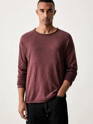 American Vintage longsleeve męski bawełniany bordowy