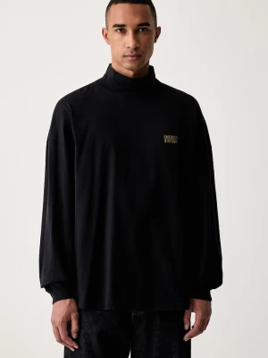 American Vintage longsleeve męski bawełniany czarny