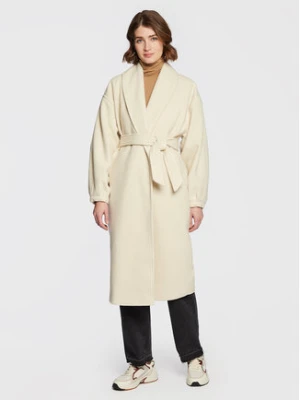 American Vintage Płaszcz wełniany Karabay KARA17BH22 Écru Relaxed Fit