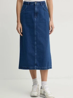 American Vintage spódnica jeansowa kolor niebieski midi prosta JOY13EE25