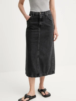 American Vintage spódnica jeansowa kolor szary midi prosta YOP13DE25