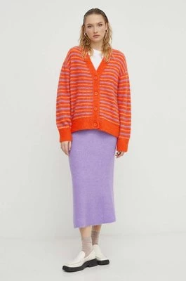 American Vintage spódnica wełniana kolor fioletowy midi prosta