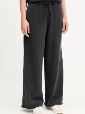 American Vintage spodnie dresowe bawełniane damskie kolor niebieski gładkie AFO05B