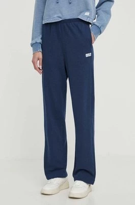 American Vintage spodnie dresowe bawełniane JOGGING DROIT kolor granatowy gładkie HOD05AE24