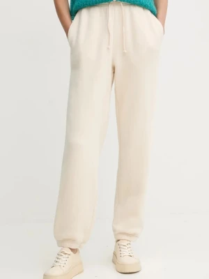 American Vintage spodnie dresowe damskie kolor beżowy gładkie FIK05A