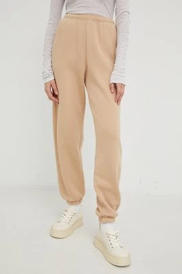American Vintage spodnie dresowe damskie kolor brązowy gładkie