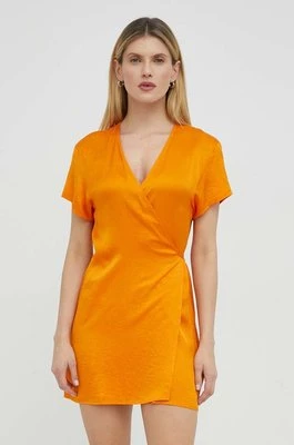 American Vintage sukienka kolor pomarańczowy mini rozkloszowana