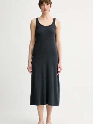 American Vintage sukienka kolor szary midi rozkloszowana YRU14AE25
