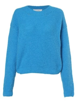 american vintage Sweter damski z dodatkiem alpaki Kobiety Sztuczne włókno niebieski jednolity,