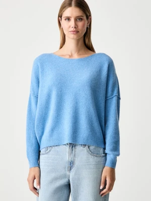American Vintage sweter damski z dodatkiem wełny PULL ML COL BATEAU niebieski