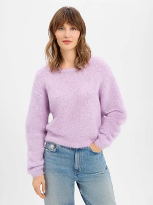 american vintage Sweter damski z dzianiny z zawartością alpaki Kobiety lila jednolity,