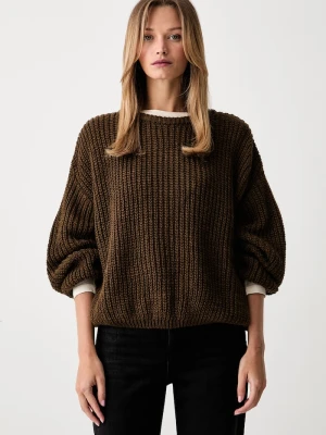 American Vintage sweter damski z wełną brązowy