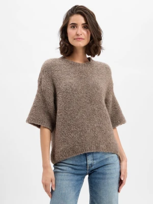 american vintage Sweter damski z zawartością alpaki - Zolly Kobiety Wełna beżowy|szary marmurkowy, XS/S