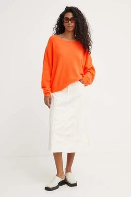 American Vintage sweter z domieszką wełny PULL ML COL BATEAU damski kolor pomarańczowy lekki DAM225E24