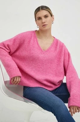 American Vintage sweter z domieszką wełny damski kolor różowy