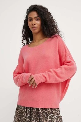 American Vintage sweter z domieszką wełny PULL ML COL BATEAU damski kolor różowy lekki DAM225E24
