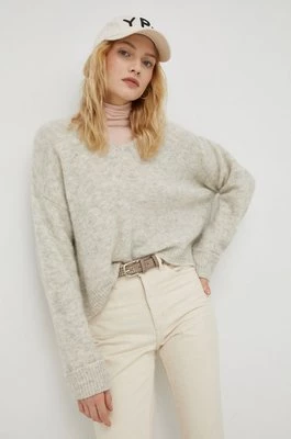 American Vintage sweter z domieszką wełny damski kolor szary