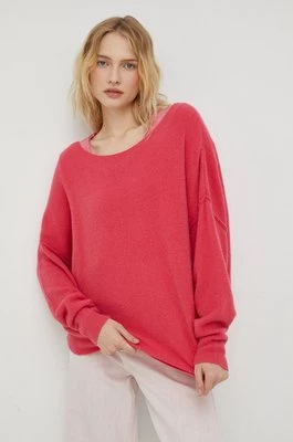 American Vintage sweter z domieszką wełny PULL ML COL BATEAU kolor różowy DAM225