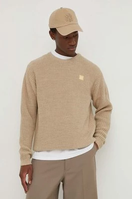 American Vintage sweter z domieszką wełny męski kolor beżowy
