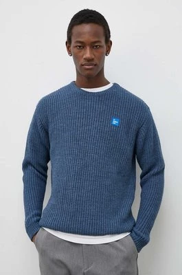 American Vintage sweter z domieszką wełny PULL ML COL ROND męski kolor niebieski MCRA18AE24
