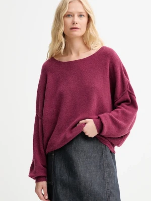 American Vintage sweter z domieszką wełny PULL ML COL BATEAU damski kolor bordowy lekki DAM225