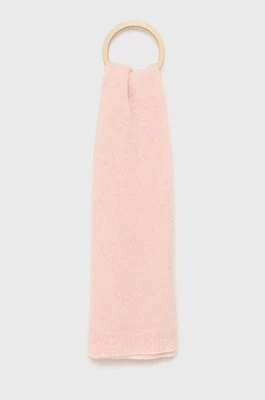 American Vintage szalik z domieszką wełny kolor różowy gładki