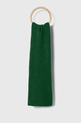 American Vintage szalik z domieszką wełny kolor zielony gładki