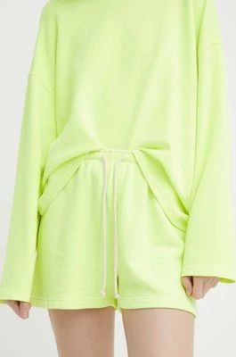 American Vintage szorty SHORT COURT damskie kolor zielony gładkie high waist HAPY09AE24