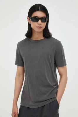 American Vintage t-shirt bawełniany kolor szary gładki