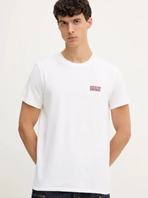 American Vintage t-shirt bawełniany męski kolor biały gładki MYKO02C