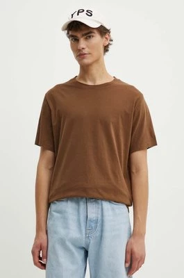 American Vintage t-shirt bawełniany męski kolor brązowy melanżowy MVUP02AH24