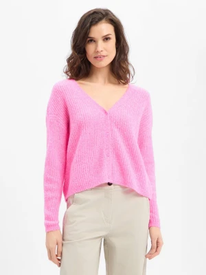 american vintage Wełniany kardigan damski Kobiety różowy|wyrazisty róż marmurkowy,