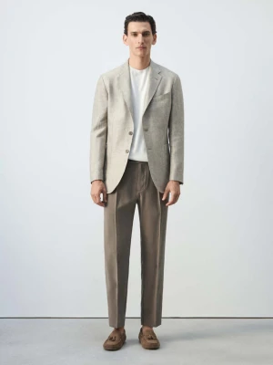 Marynarka 100% len slim fit zielony - Mężczyzna - - MANGO MAN