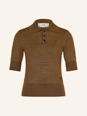 Ami Paris Koszulka Polo Z Dzianiny braun