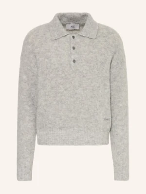 Ami Paris Koszulka Polo Z Dzianiny Z Dodatkiem Alpaki grau