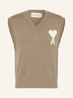Ami Paris Sweter Bez Rękawów beige