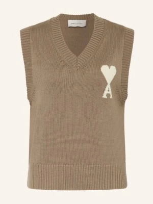 Ami Paris Sweter Bez Rękawów beige