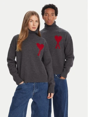 AMI PARIS Sweter BFUKS006.018 Szary Regular Fit
