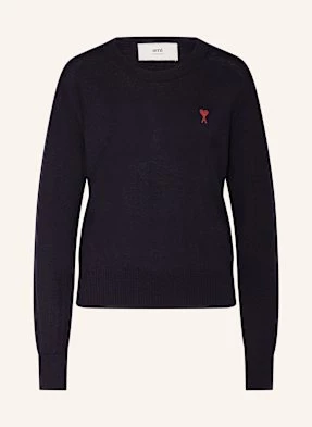 Ami Paris Sweter Z Wełny Merino blau