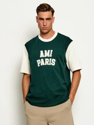 AMI Paris T-shirt | Loose fit butelkowa zieleń
